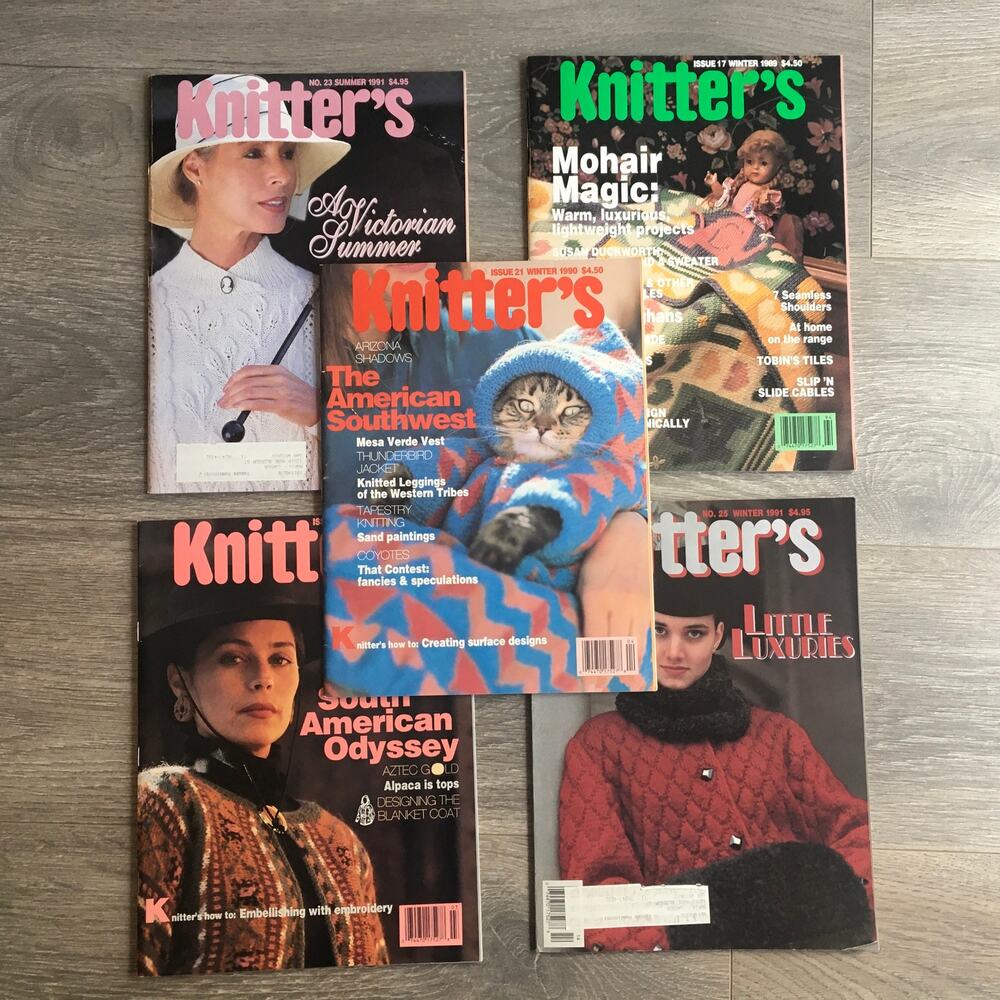 Knitter's Knitting Pattern Magazine LOT OF 5 Sweater Shawl Afghan Handmade Craft